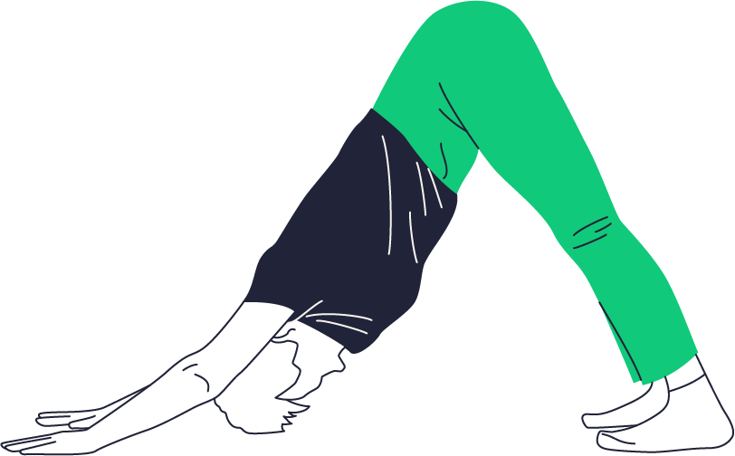 an illustration of a yoga down dog pose stretch back legs shoulders neck